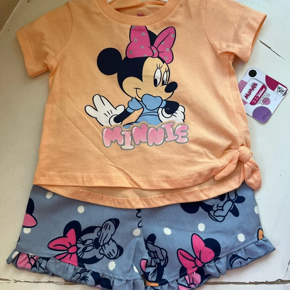 Disney Minnie Mouse Shorts Set - Peach and Gray - Picture 1 of 2
